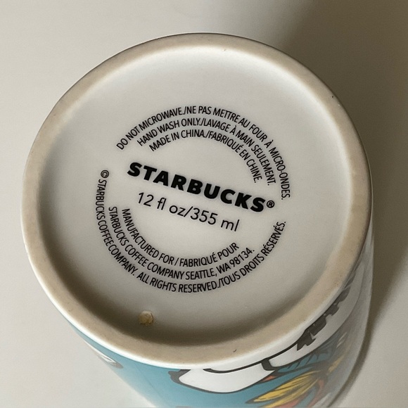 STARBUCKS Ceramic Traveler Coffee Mug Tumbler 12 oz incl Lid Teal FLORAL Design - Picture 2 of 11